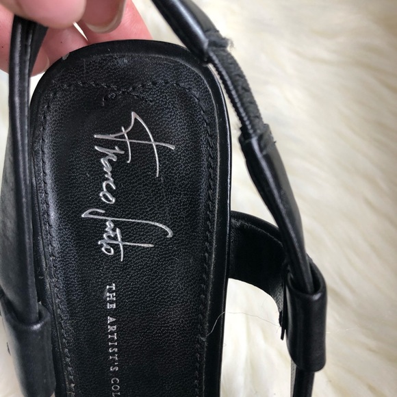 Franco sarto wedge sandal. Basket weave heel. Size 8. Black. - Picture 10 of 12